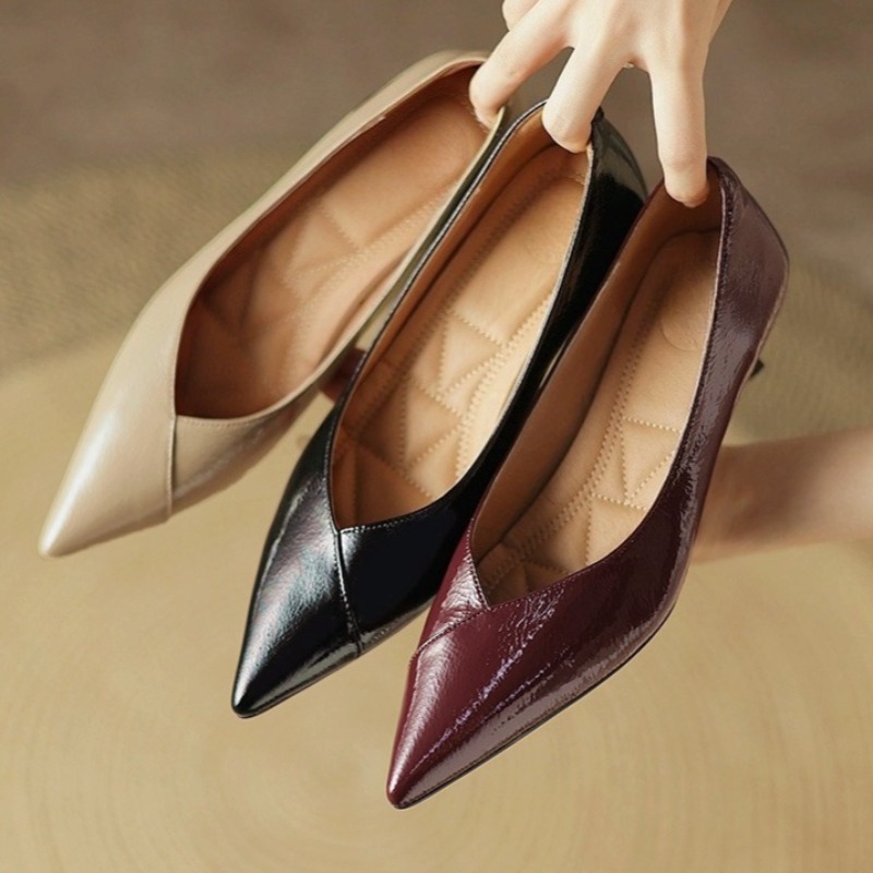 Patent Leather Pump - Slip-on Patent Leather Single Shoes Autumn