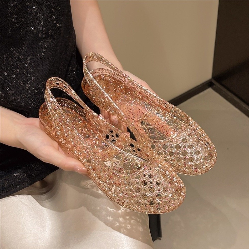 Jelly Sandal Women - Crystal Transparent Sandals Footwear Breathable Hollow