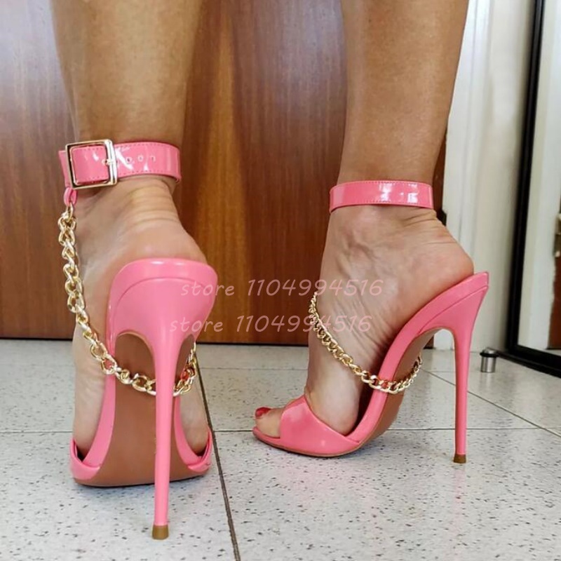 Pink Patent Leather Gold Chain - Gold Chain Sandal ulasan dan harga
