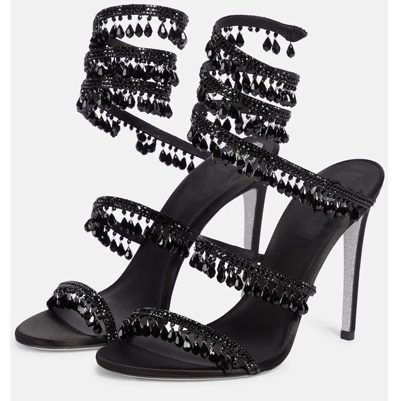 Sexy Green Crystal Fringe Stil - Rhinestone Sandal Women ulasan dan harga