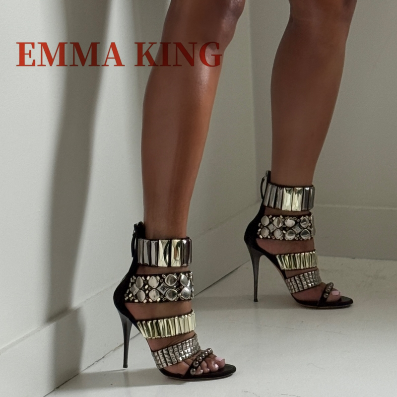 Black Embellished Ankle Strap  - Rhinestone Sandal Women ulasan dan harga