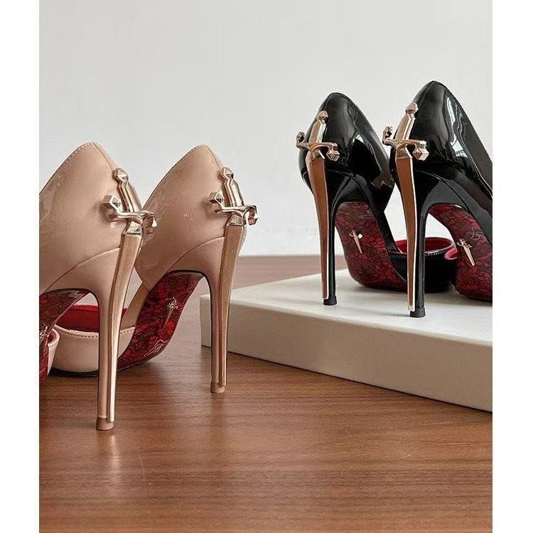 Side Empty Gold Scepter Nude H - Patent Leather Pump ulasan dan harga