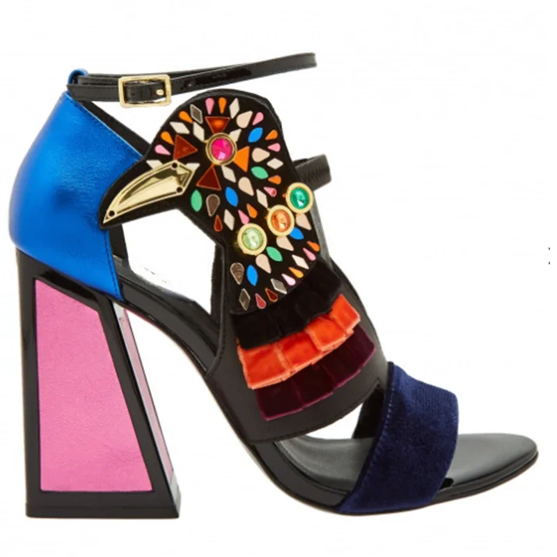 Colorful Rhinestone Bird Open  - Rhinestone Sandal Women ulasan dan harga