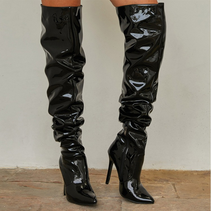 Women's Boots Over The Knee Sh - Patent Leather Pump ulasan dan harga
