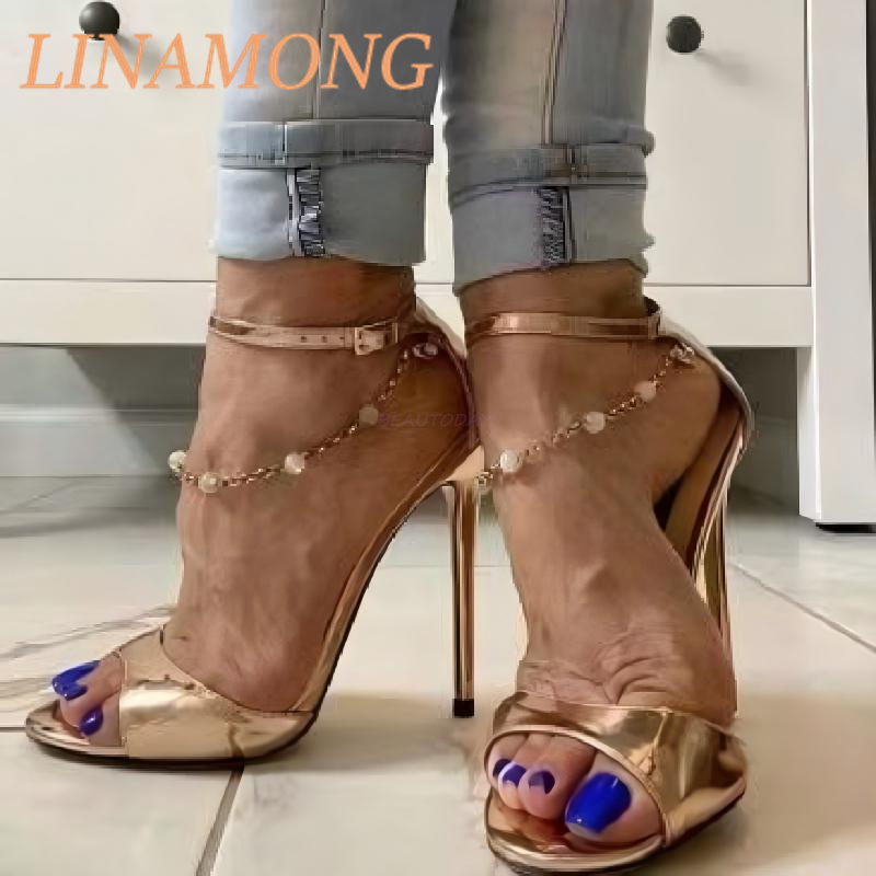 Golden One-Piece Sandals Fashi - Gold Chain Sandal ulasan dan harga