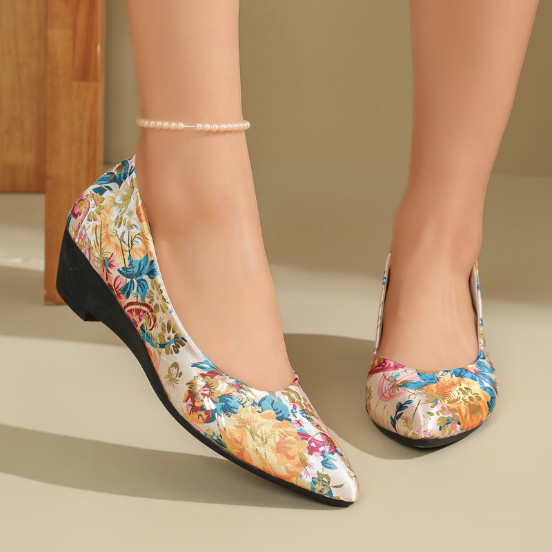 Women Pointed‑Toe Floral Print - Women Shoes Xxl ulasan dan harga