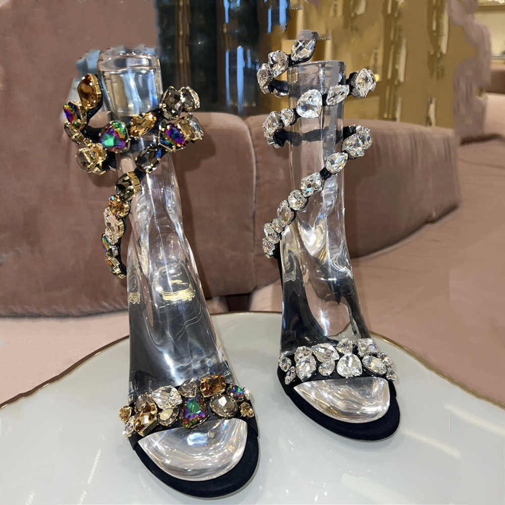 Gem Snake Wrap Stiletto Sandal - Rhinestone Sandal Women ulasan dan harga