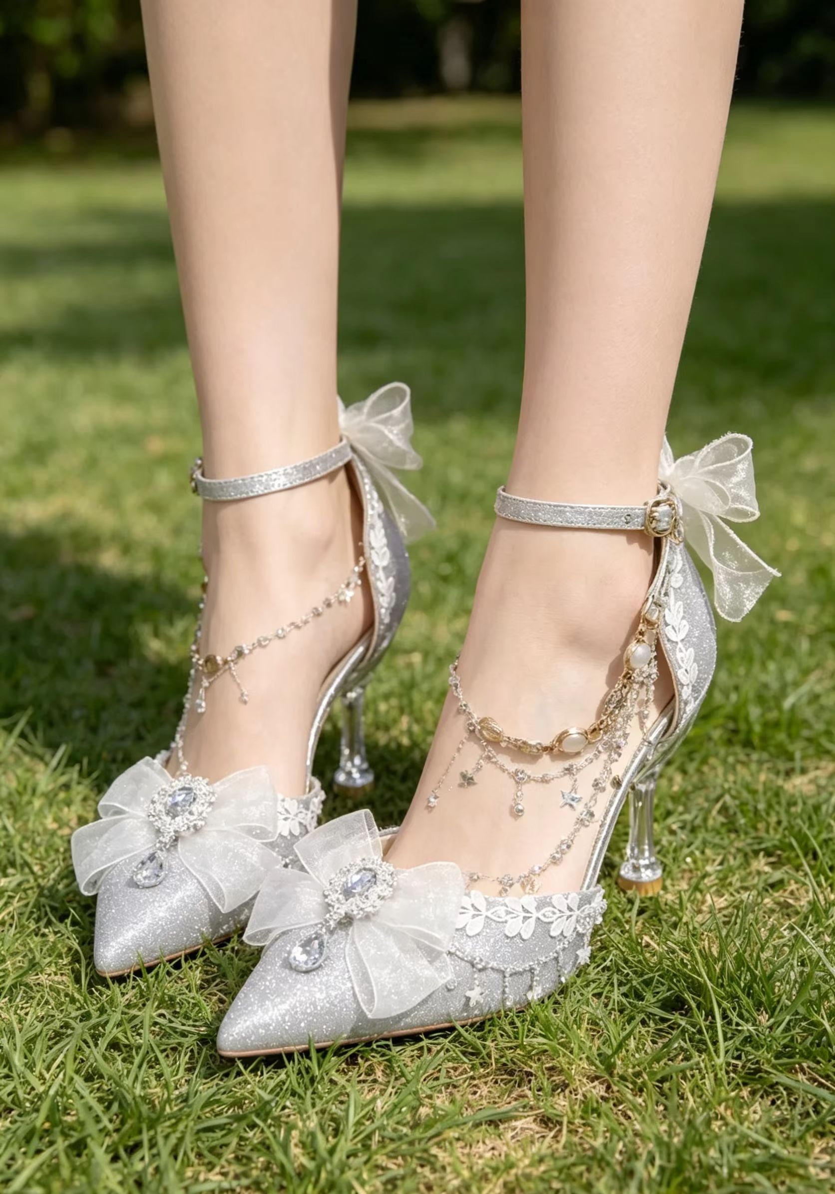 Silver Glitter Wedding Bridal  - Rhinestone Sandal Women ulasan dan harga