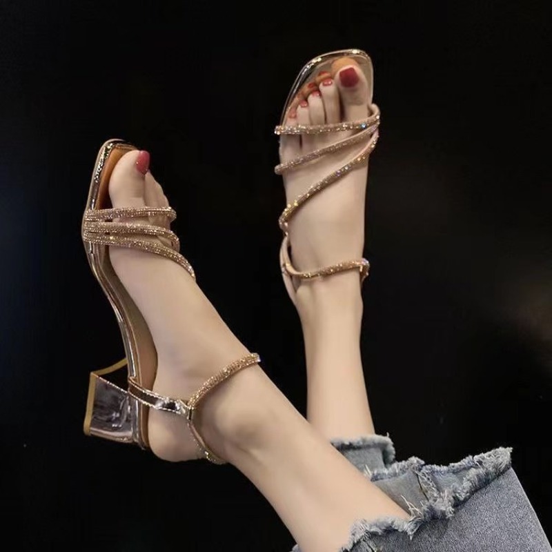Fairy Style Rhinestone Thick H - Rhinestone Sandal Women ulasan dan harga