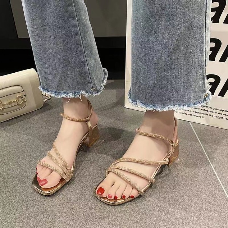 Fairy Style Rhinestone Thick H - Rhinestone Sandal Women ulasan dan harga
