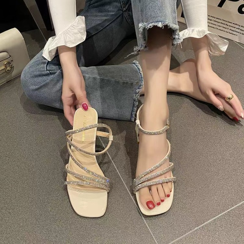 Fairy Style Rhinestone Thick H - Rhinestone Sandal Women ulasan dan harga