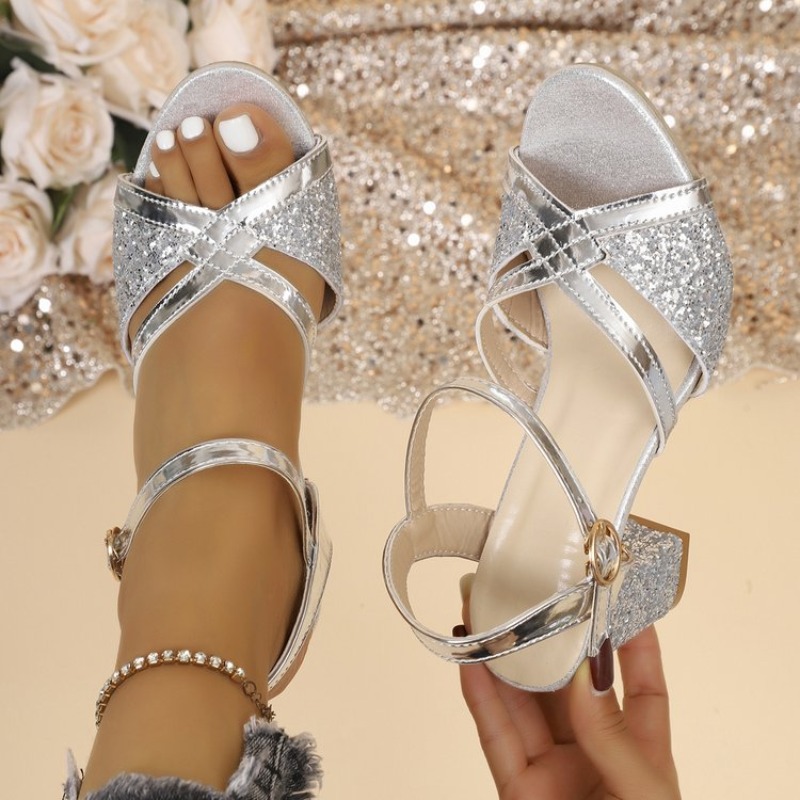 Women Block Heels Sandals Gold - Women Shoes Formal ulasan dan harga