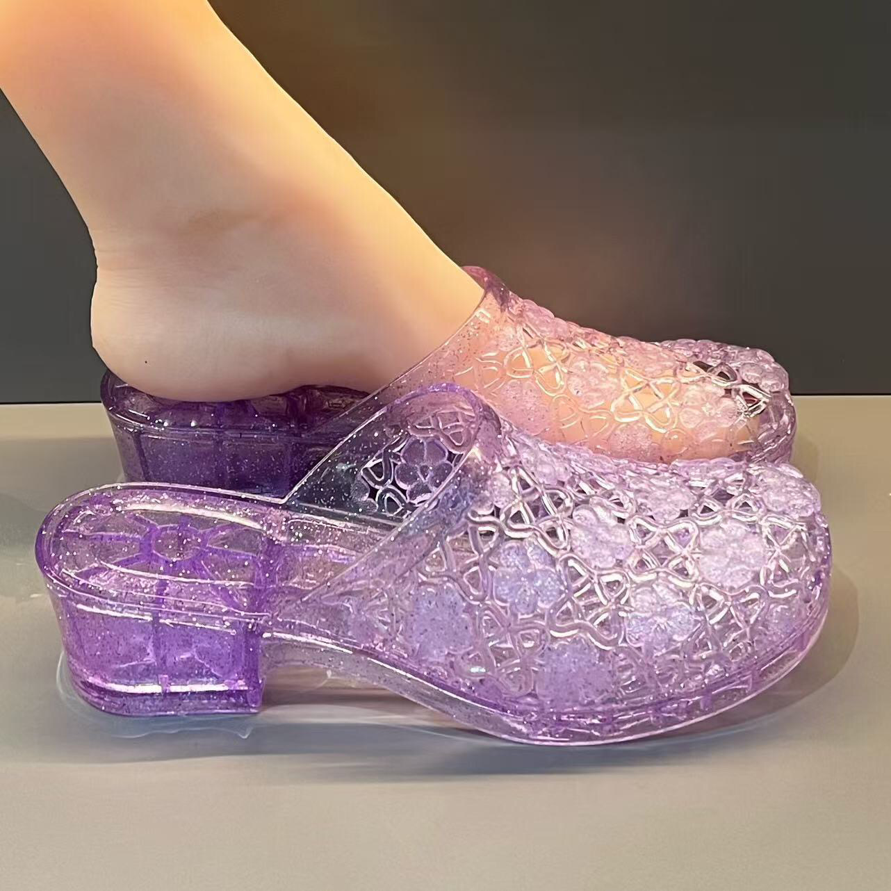 New Sparkling Cut-outs Sandals - Jelly Sandal Women ulasan dan harga