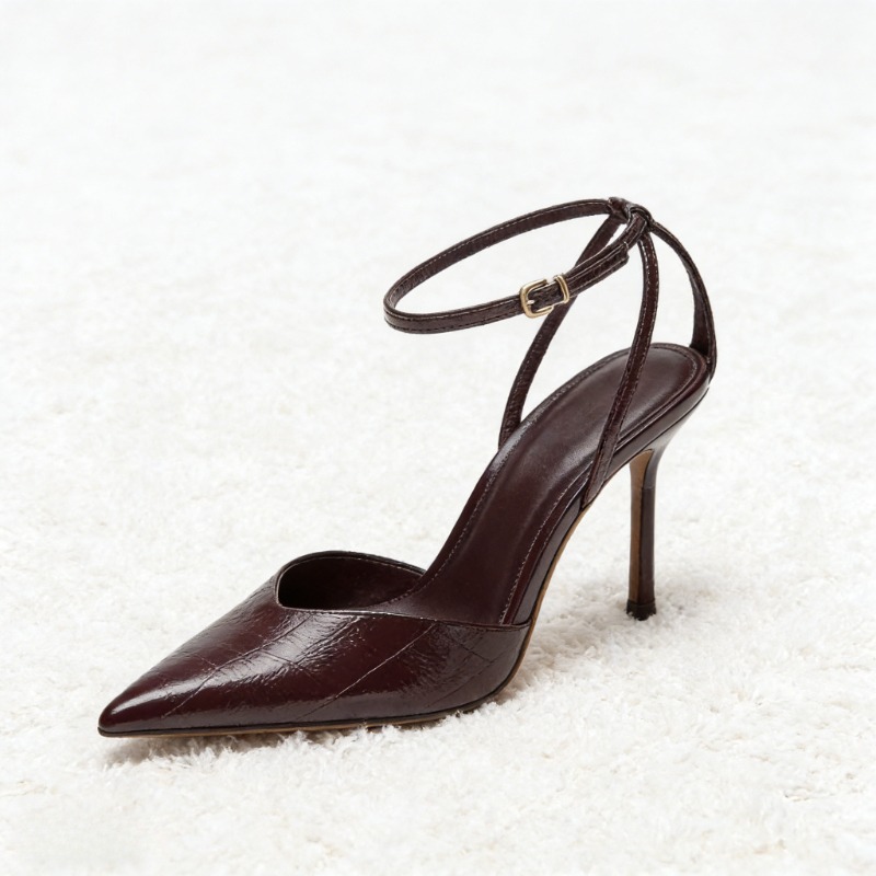 Designer Burgundy Red Ankle St - Patent Leather Pump ulasan dan harga