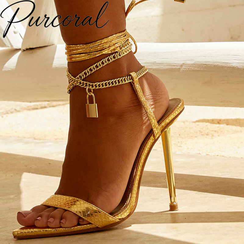 Purcoral 2026 Metallic Gold Wo - Gold Chain Sandal ulasan dan harga